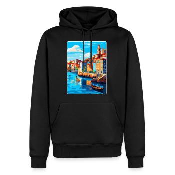 Porto Portugal Vintage Reiseplakat Souvenir WPA - Männer Premium Bio Hoodie - Schwarz - Vorne - Nico (187cm)
