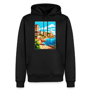 Costa Brava Spanien Vintage Reiseplakat Souvenir - Männer Premium Bio Hoodie - Schwarz - Vorne - Nico (187cm)