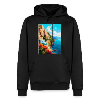 Amalfi Italie Affiche de voyage vintage WPA Souvenir - Sweat à capuche Premium bio Homme - noir - Devant - Nico (187cm)