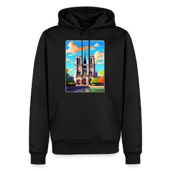 Notre Dame Frankreich Vintage Reiseplakat Souvenir - Männer Premium Bio Hoodie - Schwarz - Vorne - Nico (187cm)
