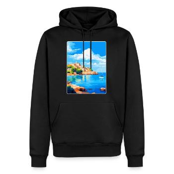 Balearen Spanien Vintage Reiseplakat WPA - Männer Premium Bio Hoodie - Schwarz - Vorne - Nico (187cm)