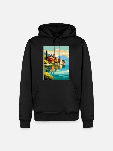 Lac de Côme Italie Affiche de voyage vintage Souvenir WPA - Sweat à capuche Premium bio Homme - noir
