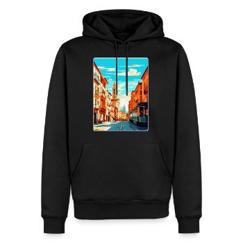 Pamplona Spanien Vintage Reiseplakat Souvenir WPA - Männer Premium Bio Hoodie - Schwarz - Vorne - Nico (187cm)