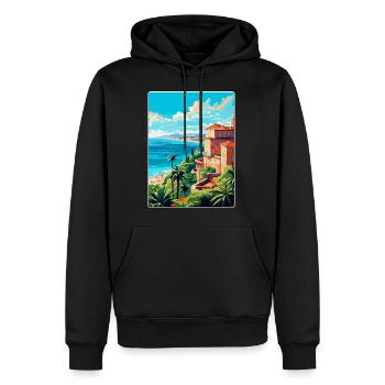 Côte d azur Frankreich Vintage Reiseplakat Souvenir - Männer Premium Bio Hoodie - Schwarz - Vorne - Nico (187cm)