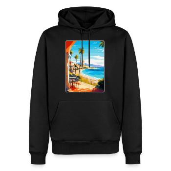 Costa Del Sol Spanien Vintage Reiseplakat Souvenir - Männer Premium Bio Hoodie - Schwarz - Vorne - Nico (187cm)