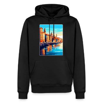 Porto Portugal Vintage Reiseplakat Souvenir WPA - Männer Premium Bio Hoodie - Schwarz - Vorne - Nico (187cm)