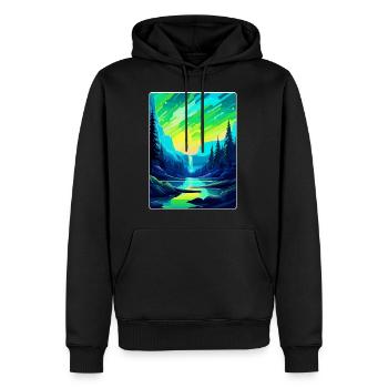 Aurora Borealis Island Vintage Reiseplakat WPA - Männer Premium Bio Hoodie - Schwarz - Vorne - Nico (187cm)