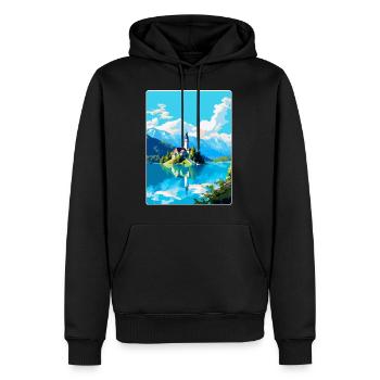Bleder See Slowenien Vintage Reise Poster Souvenir - Männer Premium Bio Hoodie - Schwarz - Vorne - Nico (187cm)