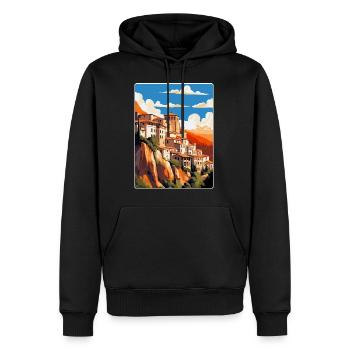 Cuenca Espagne Affiche de voyage vintage WPA Souvenir - Sweat à capuche Premium bio Homme - noir - Devant - Nico (187cm)