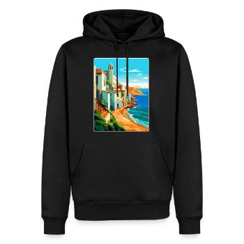 Costa De la Luz Espagne Affiche De Voyage Vintage WPA - Sweat à capuche Premium bio Homme - noir - Devant - Nico (187cm)