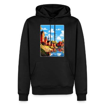 Porvoo Finlande Affiche de voyage vintage souvenir WPA - Sweat à capuche Premium bio Homme - noir - Devant - Nico (187cm)