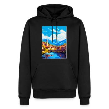 Sarajevo Bosnie-Herzégovine Affiche de voyage vintage - Sweat à capuche Premium bio Homme - noir - Devant - Nico (187cm)
