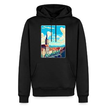 Stuttgart Allemagne Poster de voyage vintage souvenir - Sweat à capuche Premium bio Homme - noir - Devant - Nico (187cm)