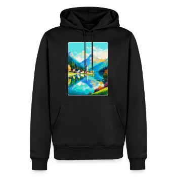 Wolfgangsee Österreich Vintage Reiseplakat Souvenir - Männer Premium Bio Hoodie - Schwarz - Vorne - Nico (187cm)