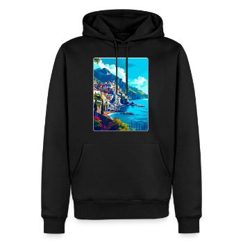 Amalfi Italie Affiche de voyage vintage WPA Souvenir - Sweat à capuche Premium bio Homme - noir - Devant - Nico (187cm)
