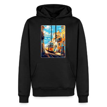 Lissabon Portugal Vintage Reiseplakat Souvenir WPA - Männer Premium Bio Hoodie - Schwarz - Vorne - Nico (187cm)