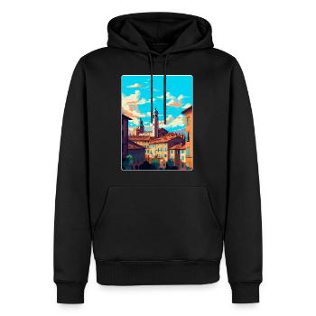 Bologne Italie Affiche de voyage vintage WPA Souvenir - Sweat à capuche Premium bio Homme - noir - Devant - Nico (187cm)