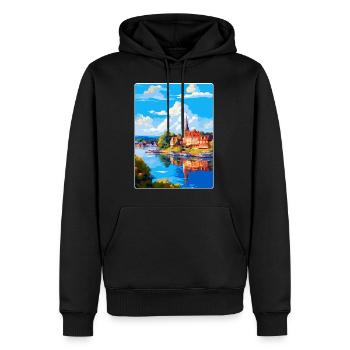Souvenir de l’affiche de voyage vintage Naantali Finlande - Sweat à capuche Premium bio Homme - noir - Devant - Nico (187cm)