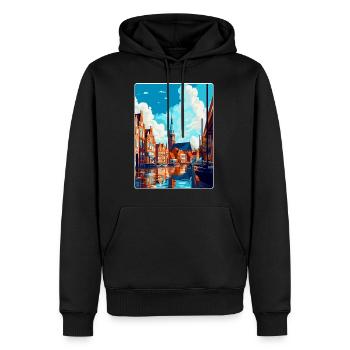 Haarlem Netherlands Vintage Travel Poster Souvenir - Men’s Premium Organic Hoodie - black - Front - Nico (187cm)