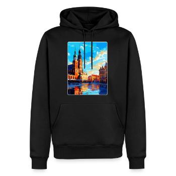 Cracovie Pologne Affiche de voyage vintage WPA Souvenir - Sweat à capuche Premium bio Homme - noir - Devant - Nico (187cm)