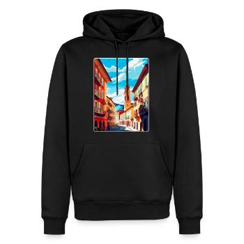 Pamplona Spanien Vintage Reiseplakat Souvenir WPA - Männer Premium Bio Hoodie - Schwarz - Vorne - Nico (187cm)