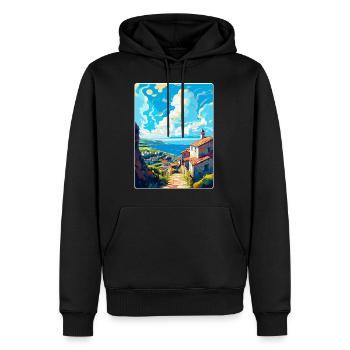 Galicien Spanien Vintage Reiseplakat WPA Souvenir - Männer Premium Bio Hoodie - Schwarz - Vorne - Nico (187cm)