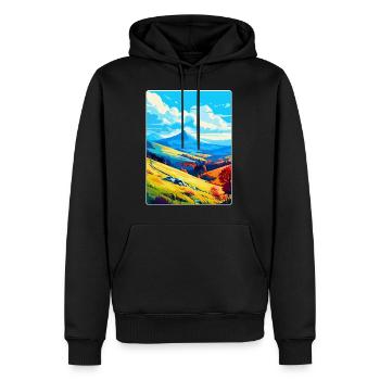 Bieszczady Pologne Affiche de voyage vintage souvenir - Sweat à capuche Premium bio Homme - noir - Devant - Nico (187cm)