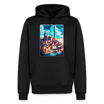Coimbra Portugal Affiche de voyage vintage souvenir - Sweat à capuche Premium bio Homme - noir - Devant - Nico (187cm)