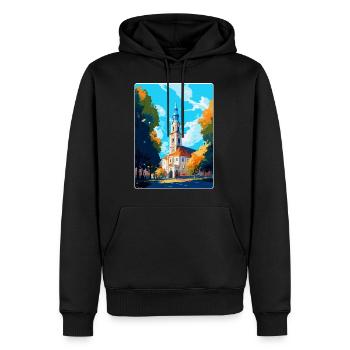 Bialystok Polen Vintage Reiseposter Wandkunst - Männer Premium Bio Hoodie - Schwarz - Vorne - Nico (187cm)