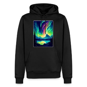 Nordlichter Island Vintage Reise Poster Wand - Männer Premium Bio Hoodie - Schwarz - Vorne - Nico (187cm)