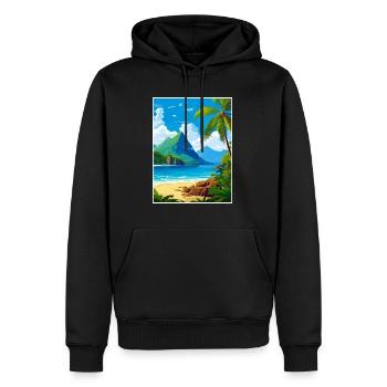 Sainte-Lucie Caraïbes Vintage Poster de voyage - Sweat à capuche Premium bio Homme - noir - Devant - Nico (187cm)