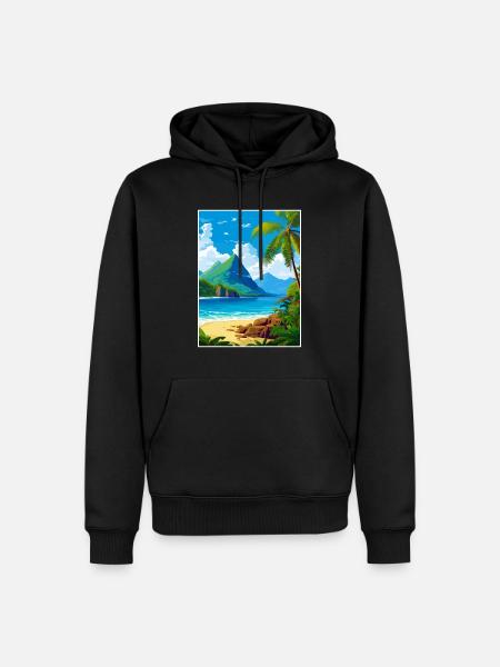Sainte-Lucie Caraïbes Vintage Poster de voyage - Sweat à capuche Premium bio Homme - noir