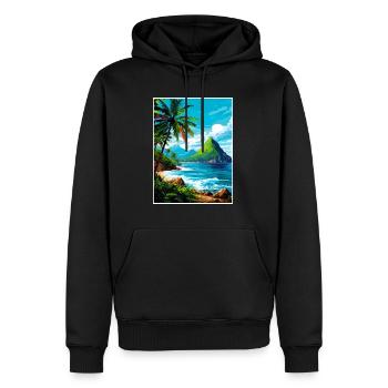 Sainte-Lucie Caraïbes Vintage Poster de voyage - Sweat à capuche Premium bio Homme - noir - Devant - Nico (187cm)