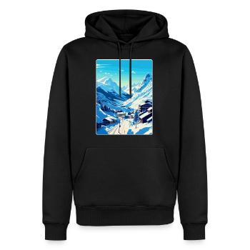 Obergurgl Autriche Affiche de voyage vintage souvenir - Sweat à capuche Premium bio Homme - noir - Devant - Nico (187cm)