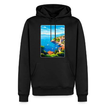 Côte d Azur Frankreich Vintage Reiseplakat Souvenir - Männer Premium Bio Hoodie - Schwarz - Vorne - Nico (187cm)