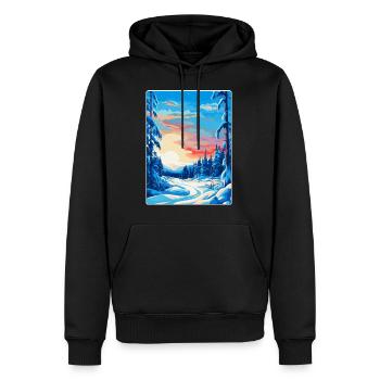 Lappland Finnland Vintage Reiseplakat Souvenir WPA - Männer Premium Bio Hoodie - Schwarz - Vorne - Nico (187cm)