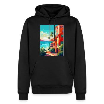 Costa Del Sol Spanien Vintage Reiseplakat Souvenir - Männer Premium Bio Hoodie - Schwarz - Vorne - Nico (187cm)