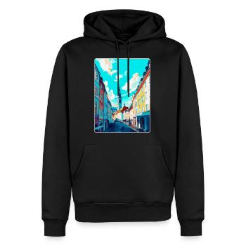 Linz Austria Vintage Travel Poster WPA Souvenir - Men’s Premium Organic Hoodie - black - Front - Nico (187cm)
