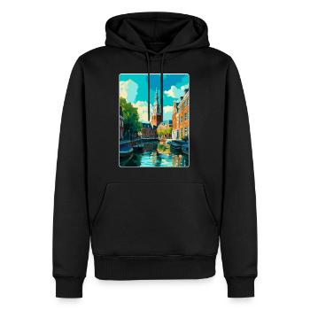 Groningue Pays-Bas Affiche de voyage vintage WPA - Sweat à capuche Premium bio Homme - noir - Devant - Nico (187cm)