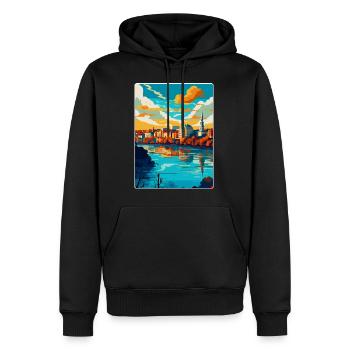 Belgrad Serbien Vintage Reiseplakat Souvenir WPA - Männer Premium Bio Hoodie - Schwarz - Vorne - Nico (187cm)