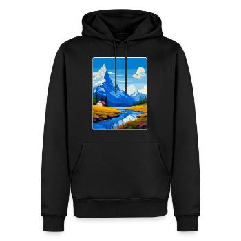Affiche de voyage des montagnes scandinaves en Suède WPA - Sweat à capuche Premium bio Homme - noir - Devant - Nico (187cm)