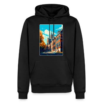 Tilburg Niederlande Vintage Reiseplakat Souvenir - Männer Premium Bio Hoodie - Schwarz - Vorne - Nico (187cm)