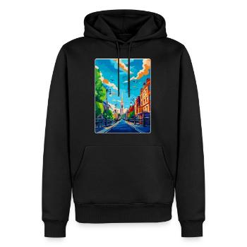 Dublin Irlande Royaume-Uni Affiche de voyage vintage souvenir - Sweat à capuche Premium bio Homme - noir - Devant - Nico (187cm)