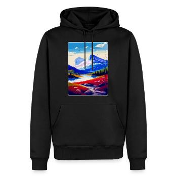 Affiche de voyage des montagnes scandinaves en Norvège WPA - Sweat à capuche Premium bio Homme - noir - Devant - Nico (187cm)