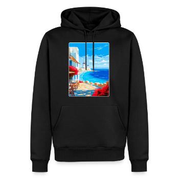 Mykonos Griechenland Vintage Reiseplakat Souvenir WPA - Männer Premium Bio Hoodie - Schwarz - Vorne - Nico (187cm)