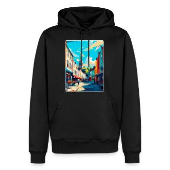 Galway Irland Uk Vintage Reiseplakat Souvenir - Männer Premium Bio Hoodie - Schwarz - Vorne - Nico (187cm)