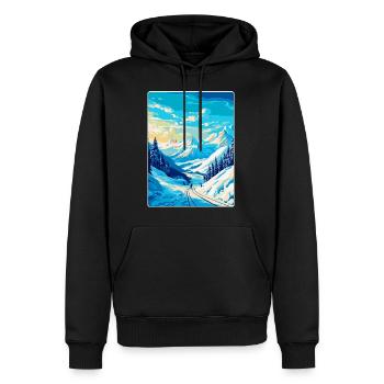 Laax Schweiz Vintage Reiseplakat Souvenir - Männer Premium Bio Hoodie - Schwarz - Vorne - Nico (187cm)