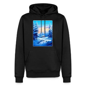 Lappland Finnland Vintage Reiseplakat Souvenir WPA - Männer Premium Bio Hoodie - Schwarz - Vorne - Nico (187cm)