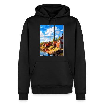 Porvoo Finlande Affiche de voyage vintage souvenir WPA - Sweat à capuche Premium bio Homme - noir - Devant - Nico (187cm)