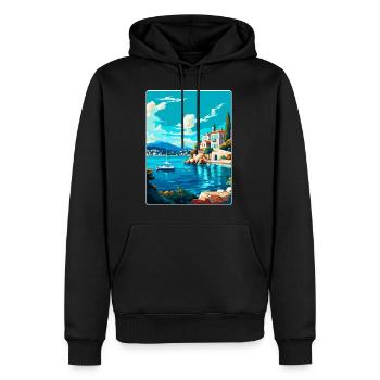 Skiathos Grèce Affiche de voyage vintage Souvenir WPA - Sweat à capuche Premium bio Homme - noir - Devant - Nico (187cm)